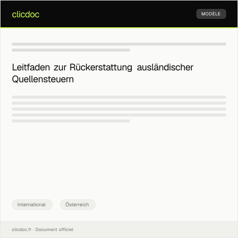 Dokumentvorschau: Antrag auf Rückerstattung ausländischer Quellensteuern — International, Österreich