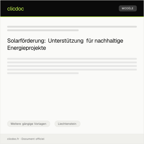 Dokumentvorschau: Antrag auf Solarförderung — Weitere gängige Vorlagen, Liechtenstein