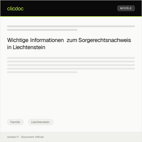 Dokumentvorschau: Antrag auf Erteilung eines Sorgerechtsnachweises — Familie, Liechtenstein