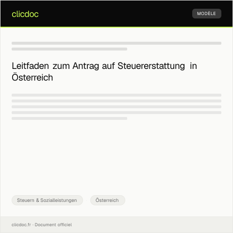 Dokumentvorschau: Antrag auf Steuererstattung — Steuern & Sozialleistungen, Österreich