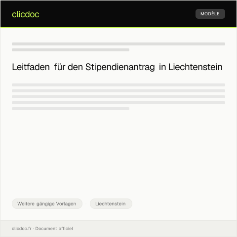 Dokumentvorschau: Antrag auf Stipendium — Weitere gängige Vorlagen, Liechtenstein