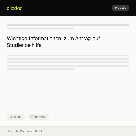 Dokumentvorschau: Antrag auf Studienbeihilfe — Studium, Österreich