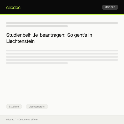 Dokumentvorschau: Antrag auf Studienbeihilfe bei der Bildungsdirektion Liechtenstein — Studium, Liechtenstein