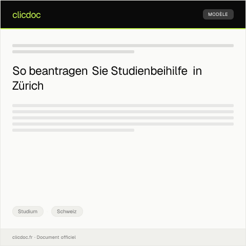 Dokumentvorschau: Antrag auf Studienbeihilfe bei der Studienstiftung Zürich — Studium, Schweiz
