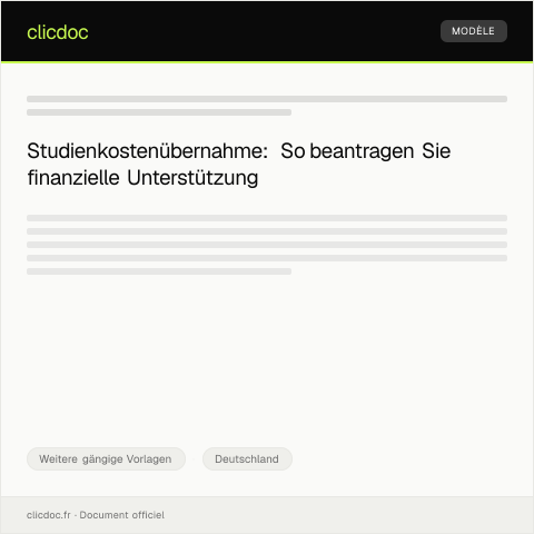 Dokumentvorschau: Antrag auf Studienkostenübernahme — Weitere gängige Vorlagen, Deutschland