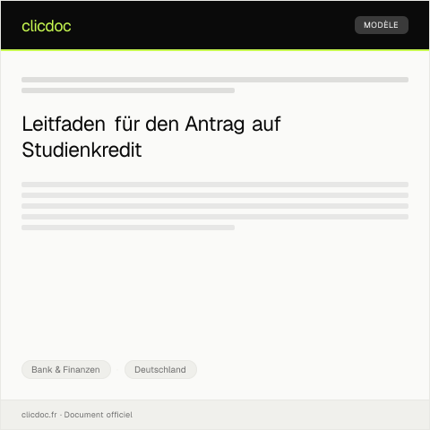 Dokumentvorschau: Antrag auf Kredit für Studenten – Übersicht — Bank & Finanzen, Deutschland