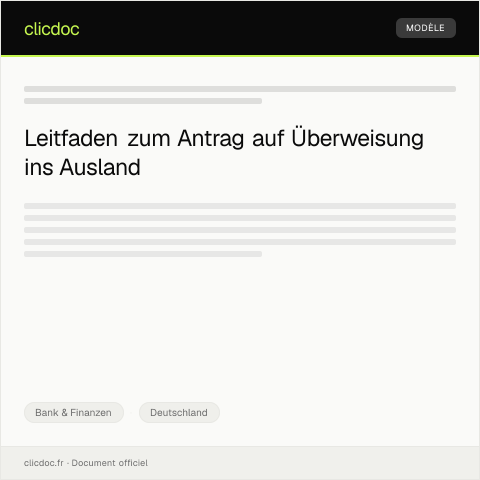 Dokumentvorschau: Antrag auf Überweisung ins Ausland – Formular — Bank & Finanzen, Deutschland