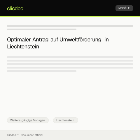 Dokumentvorschau: Antrag auf Umweltförderung — Weitere gängige Vorlagen, Liechtenstein