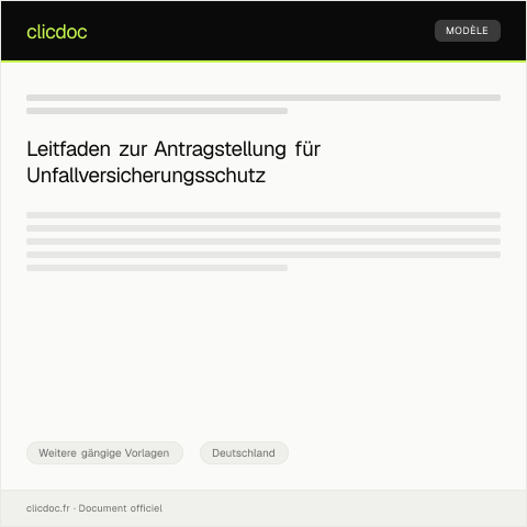 Dokumentvorschau: Antrag auf Unfallversicherungsschutz — Weitere gängige Vorlagen, Deutschland