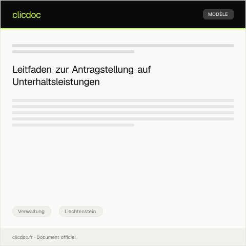 Dokumentvorschau: Antrag auf Unterhaltsleistungen bei der Familiengerichtsbarkeit — Verwaltung, Liechtenstein