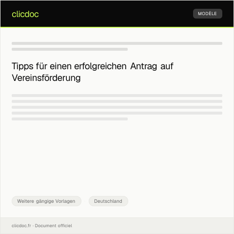 Dokumentvorschau: Antrag auf Vereinsförderung — Weitere gängige Vorlagen, Deutschland