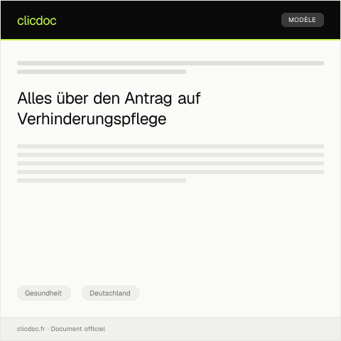 Dokumentvorschau: Antrag auf Verhinderungspflege — Gesundheit, Deutschland