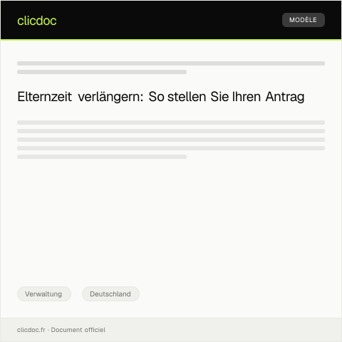 Dokumentvorschau: Antrag auf Verlängerung der Elternzeit bei meinem Arbeitgeber — Verwaltung, Deutschland