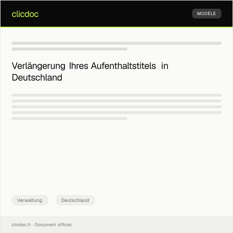 Dokumentvorschau: Antrag auf Verlängerung eines Aufenthaltstitels — Verwaltung, Deutschland
