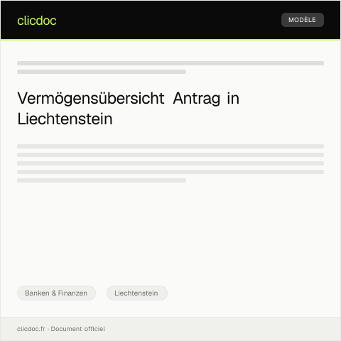 Dokumentvorschau: Antrag auf Vermögensübersicht — Banken & Finanzen, Liechtenstein