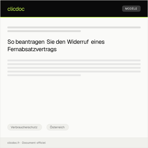 Dokumentvorschau: Antrag auf Widerruf eines Fernabsatzvertrags — Verbraucherschutz, Österreich