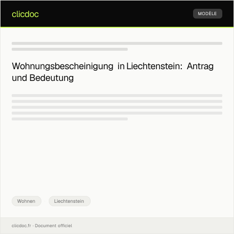 Dokumentvorschau: Antrag auf Wohnungsbescheinigung bei der Gemeindeverwaltung Eschen — Wohnen, Liechtenstein