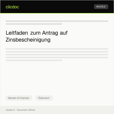 Dokumentvorschau: Antrag auf Bescheinigung über Zinszahlungen — Banken & Finanzen, Österreich