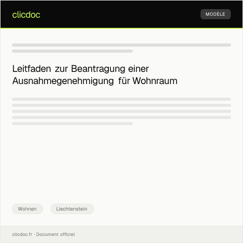 Dokumentvorschau: Beantragung einer Ausnahmegenehmigung für Wohnraum — Wohnen, Liechtenstein