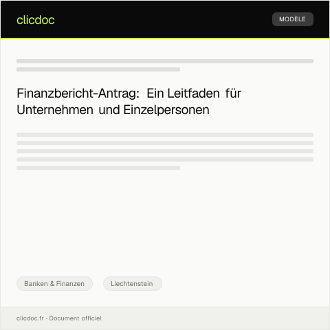 Dokumentvorschau: Antrag auf Ausstellung eines Finanzberichts — Banken & Finanzen, Liechtenstein