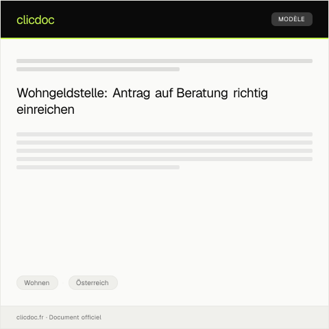Dokumentvorschau: Antrag auf Beratung durch die Wohngeldstelle — Wohnen, Österreich