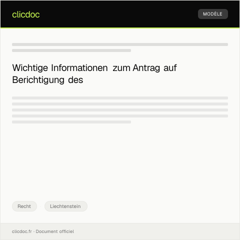 Dokumentvorschau: Antrag auf Berichtigung des Personenregisters — Recht, Liechtenstein