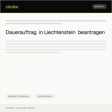 Dokumentvorschau: Antrag auf Erteilung eines Dauerauftrags — Banken & Finanzen, Liechtenstein