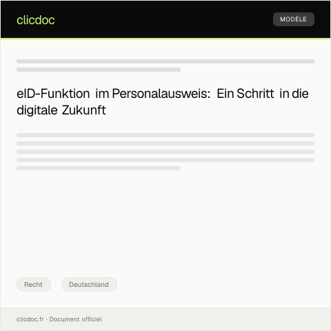 Dokumentvorschau: Antrag auf Erteilung einer eID-Funktion für den Personalausweis — Recht, Deutschland
