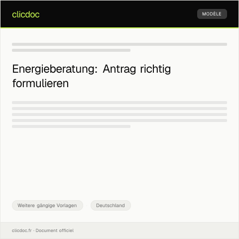 Dokumentvorschau: Antrag auf Energieberatung — Weitere gängige Vorlagen, Deutschland