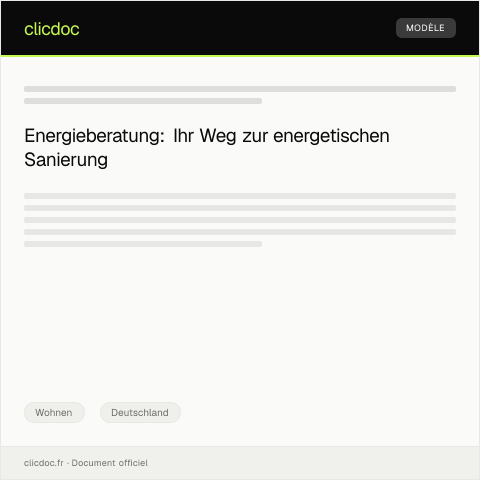 Dokumentvorschau: Antrag auf Energieberatung für energetische Sanierung – Verbraucherzentrale NRW — Wohnen, Deutschland