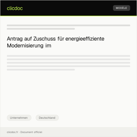 Dokumentvorschau: Antrag auf Zuschuss für energieeffiziente Modernisierung im Unternehmen gemäß KfW-Programm — Unternehmen, Deutschland