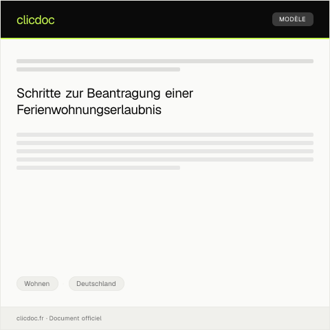 Dokumentvorschau: Antrag auf Erlaubnis zur Nutzung als Ferienwohnung – Ordnungsamt — Wohnen, Deutschland