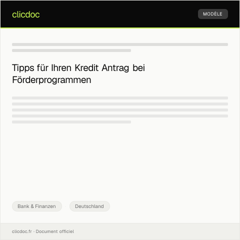 Dokumentvorschau: Antrag auf Kredit bei öffentlichen Förderprogrammen — Bank & Finanzen, Deutschland