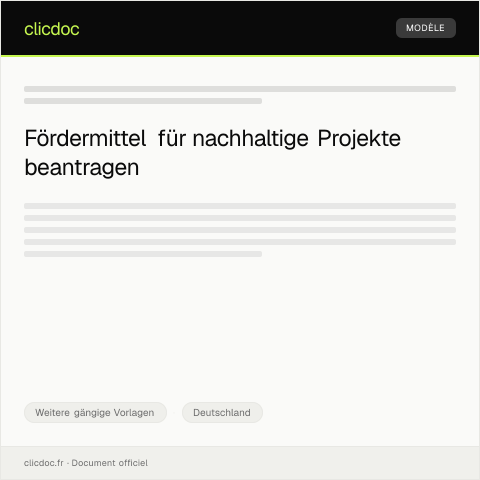 Dokumentvorschau: Antrag auf Fördermittel für nachhaltige Projekte — Weitere gängige Vorlagen, Deutschland