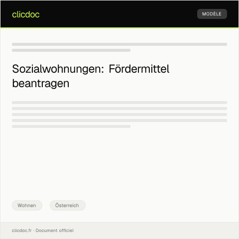 Dokumentvorschau: Antrag auf spezielle Fördermittel für Sozialwohnungen — Wohnen, Österreich