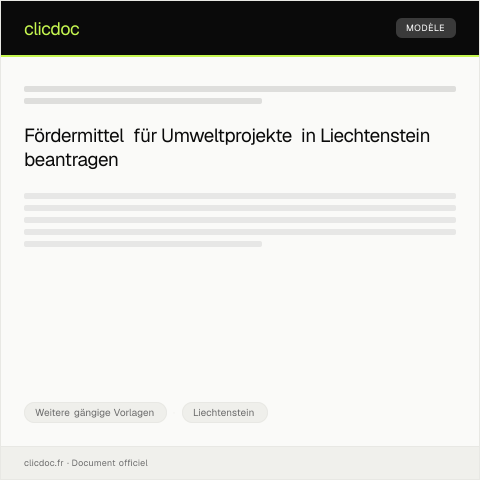 Dokumentvorschau: Antrag auf Fördermittel für Umweltprojekte — Weitere gängige Vorlagen, Liechtenstein