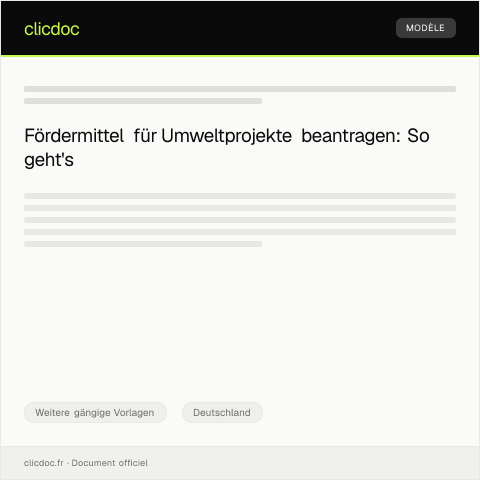 Dokumentvorschau: Antrag auf Fördermittel für Umweltprojekte — Weitere gängige Vorlagen, Deutschland