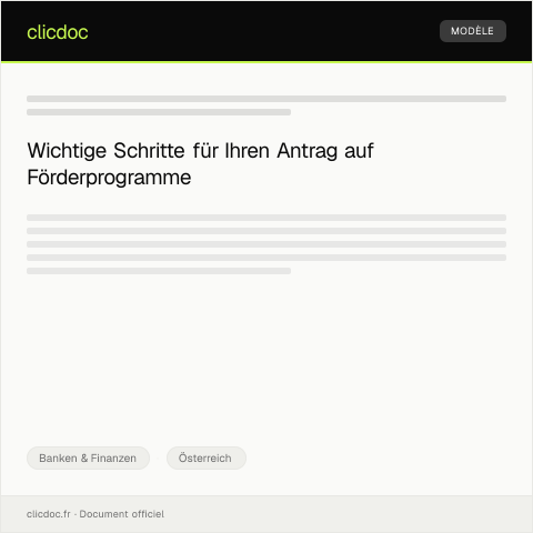 Dokumentvorschau: Antrag auf Teilnahme an einem Förderprogramm — Banken & Finanzen, Österreich