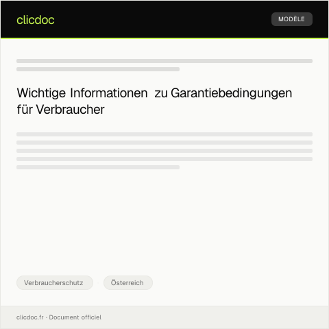 Dokumentvorschau: Antrag auf Information über Garantiebedingungen — Verbraucherschutz, Österreich