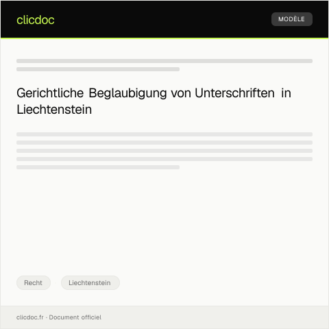 Dokumentvorschau: Antrag auf gerichtliche Beglaubigung von Unterschriften — Recht, Liechtenstein