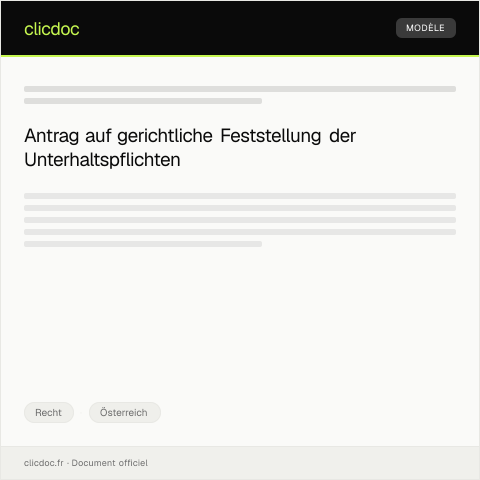 Dokumentvorschau: Antrag auf gerichtliche Feststellung der Kindesunterhaltspflichten bei Unsicherheiten — Recht, Österreich