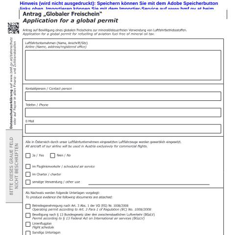 Dokumentvorschau: VSt31 — Antrag "Globaler Freischein" Application for a global permit — Zoll, Österreich (CERFA n°VSt31)