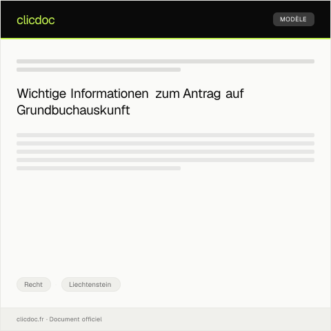 Dokumentvorschau: Antrag auf Erteilung einer Auskunft aus dem Grundbuch — Recht, Liechtenstein