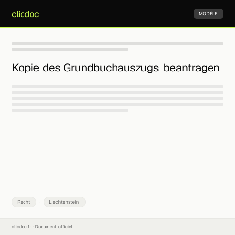 Dokumentvorschau: Antrag auf Ausstellung einer Kopie des Grundbuchauszugs — Recht, Liechtenstein