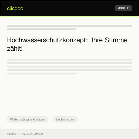 Dokumentvorschau: Antrag auf Hochwasserschutzkonzept — Weitere gängige Vorlagen, Liechtenstein