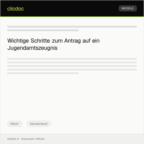 Dokumentvorschau: Antrag auf Erteilung eines Jugendamtszeugnisses — Recht, Deutschland