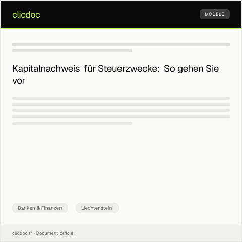 Dokumentvorschau: Antrag auf Kapitalnachweis für Steuerzwecke — Banken & Finanzen, Liechtenstein