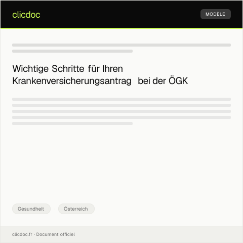 Dokumentvorschau: Antrag auf Krankenversicherung bei der Österreichischen Gesundheitskasse (ÖGK) — Gesundheit, Österreich