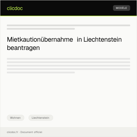 Dokumentvorschau: Antrag auf Mietkautionübernahme durch die Landesverwaltung — Wohnen, Liechtenstein