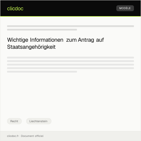 Dokumentvorschau: Antrag auf Nachweis der Staatsangehörigkeit — Recht, Liechtenstein